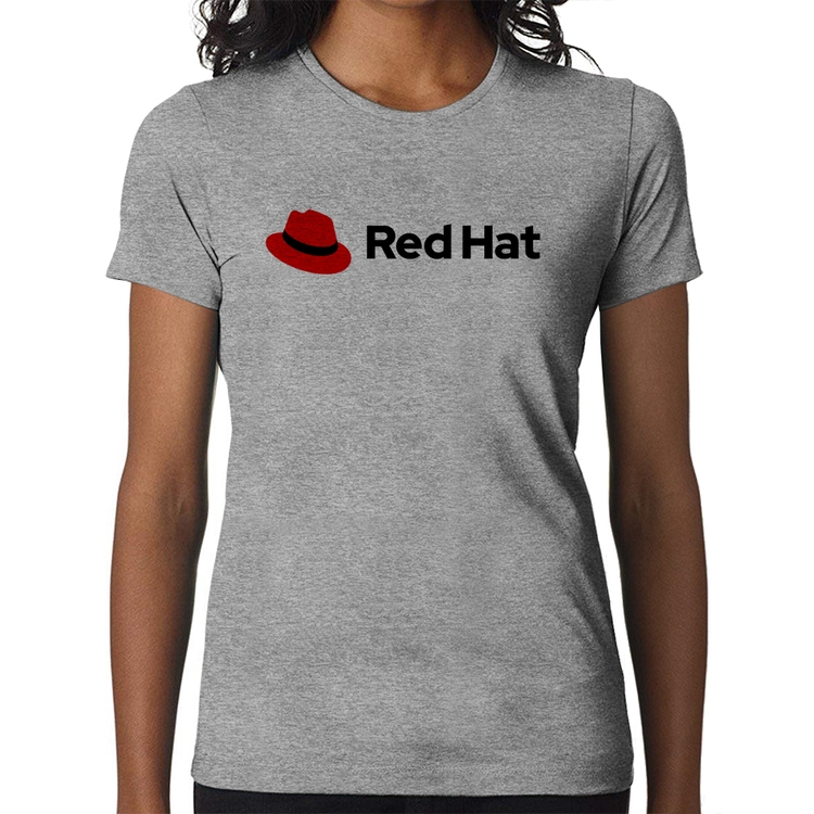 Baby Look Red Hat Linux Logo - Cinza