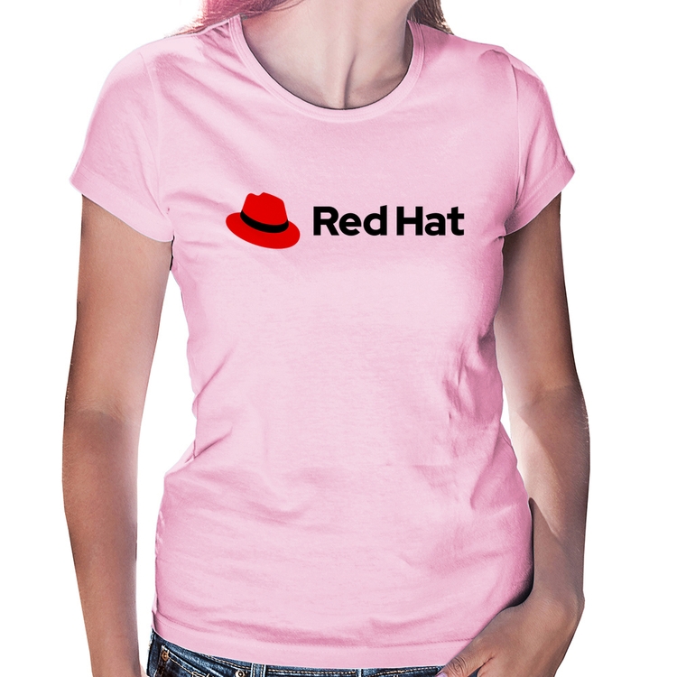 Baby Look Red Hat Linux Logo - Rosa Bebê