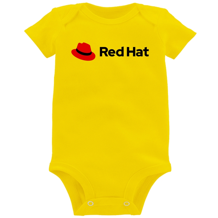 Body Bebê Red Hat Linux Logo - Amarelo