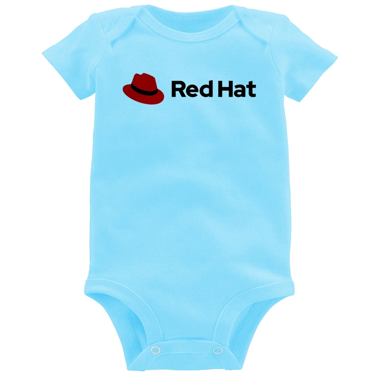 Body Bebê Red Hat Linux Logo - Azul Bebê