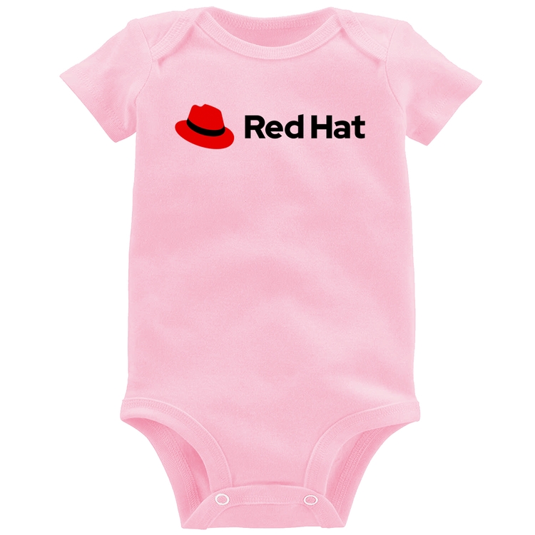 Body Bebê Red Hat Linux Logo - Rosa Bebê