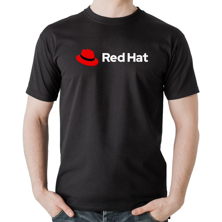 Camiseta Algodão Red Hat Linux Logo
