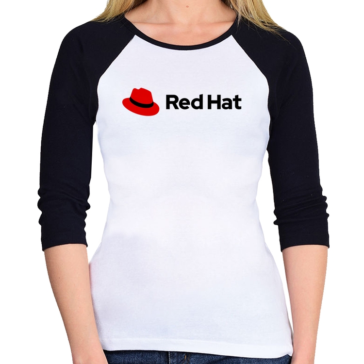 Baby Look Raglan Red Hat Linux Logo Manga 3/4