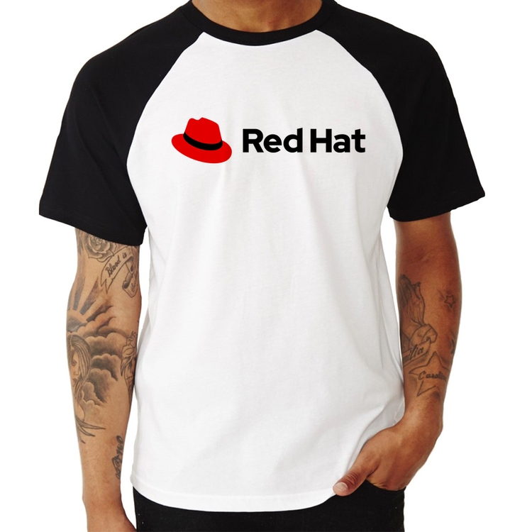 Camiseta Raglan Red Hat Linux Logo