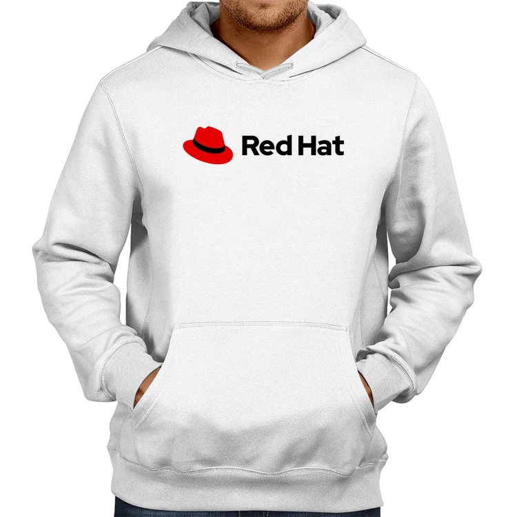 Moletom Red Hat Linux Logo - Branco