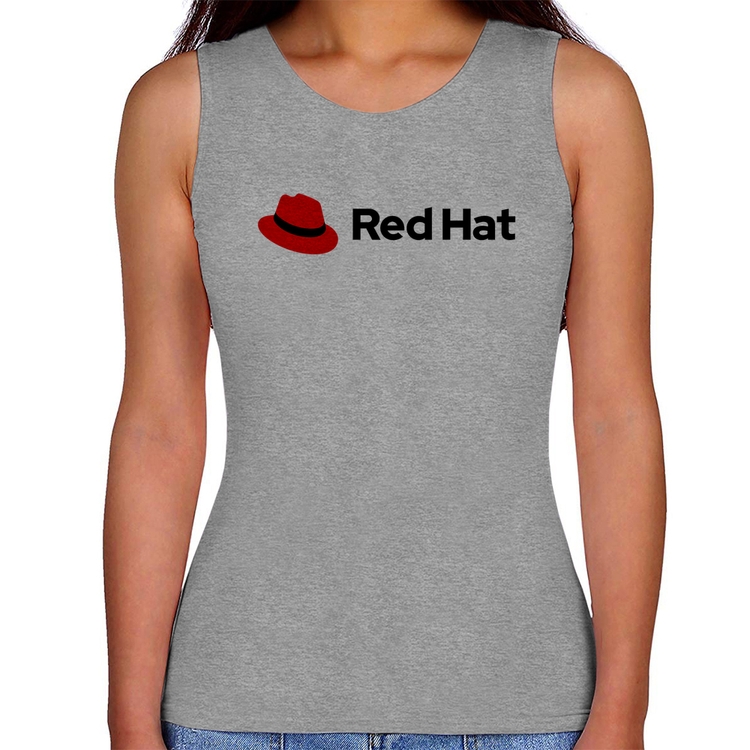 Regata Feminina Red Hat Linux Logo - Cinza