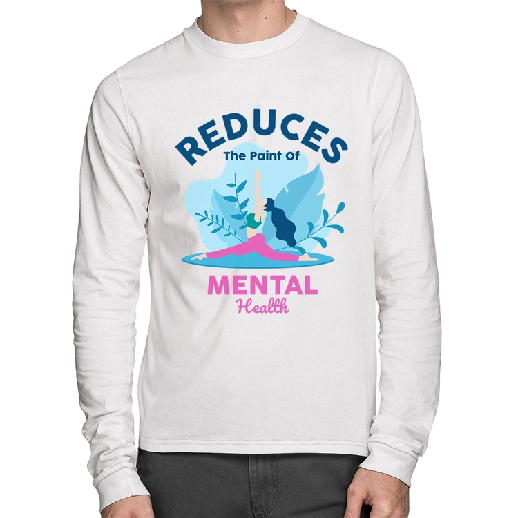 Camiseta Algodão Reduces The Paint Of Menthal Health Manga Longa - Branca