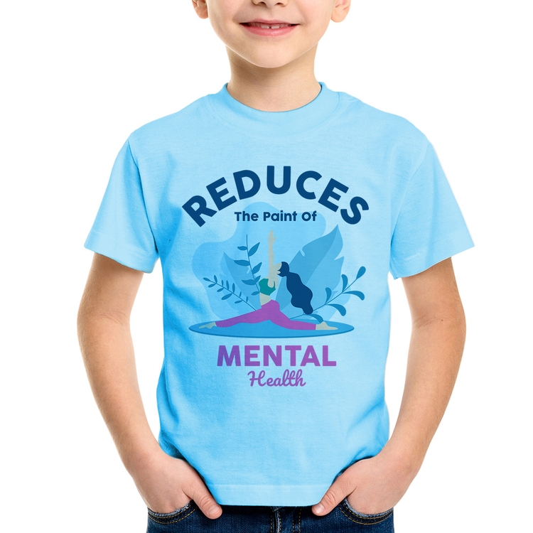 Camiseta Infantil Reduces The Paint Of Menthal Health - Azul Bebê