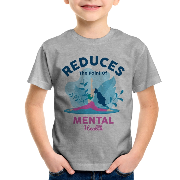 Camiseta Infantil Reduces The Paint Of Menthal Health - Cinza
