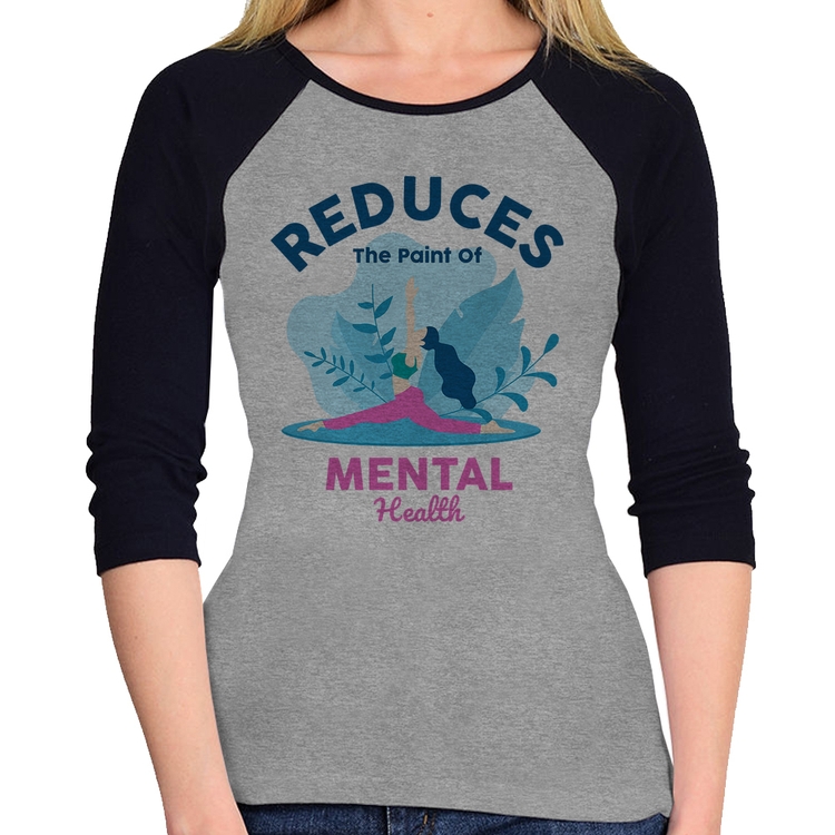 Baby Look Raglan Reduces The Paint Of Menthal Health Manga 3/4 - Cinza/Preto