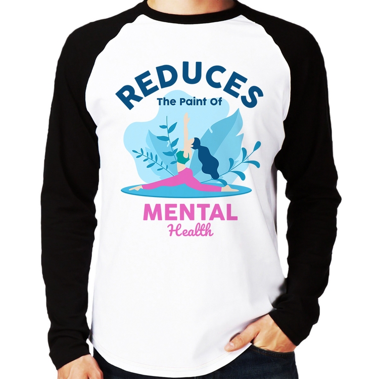 Camiseta Raglan Reduces The Paint Of Menthal Health Manga Longa