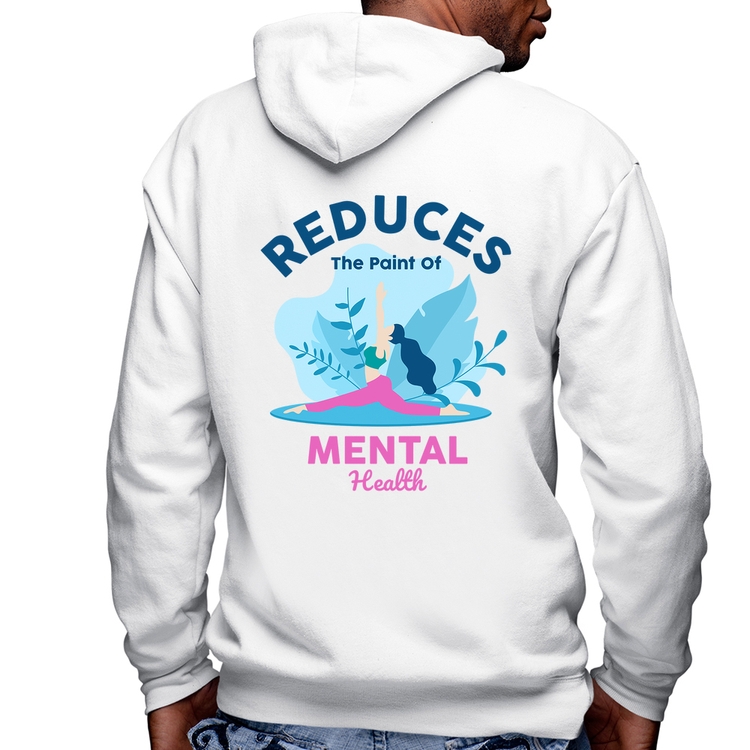 Blusa Moletom Reduces The Paint Of Menthal Health Masculina com Capuz e Zíper - Branca
