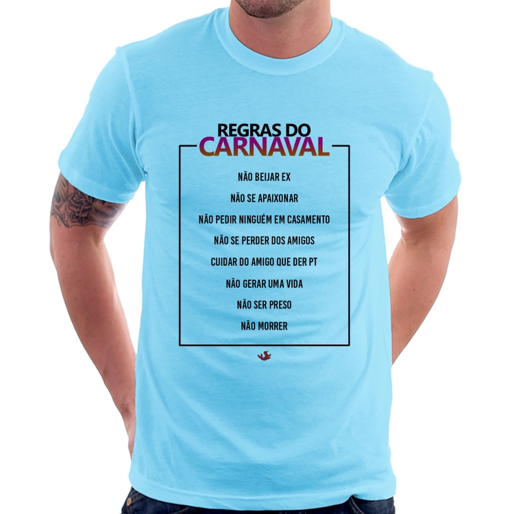 Camiseta Regras do carnaval - Azul Bebê