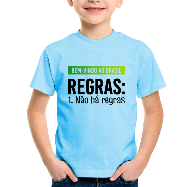 Camiseta Infantil Regras: Não há regras - Azul Bebê