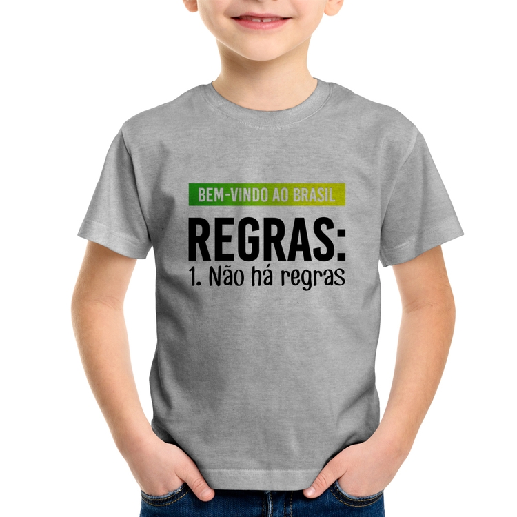 Camiseta Infantil Regras: Não há regras - Cinza