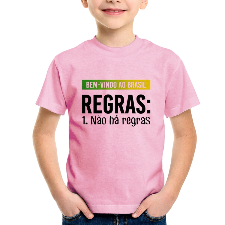 Camiseta Infantil Regras: Não há regras - Rosa Bebê