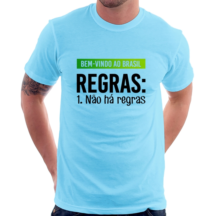 Camiseta Regras: Não há regras - Azul Bebê