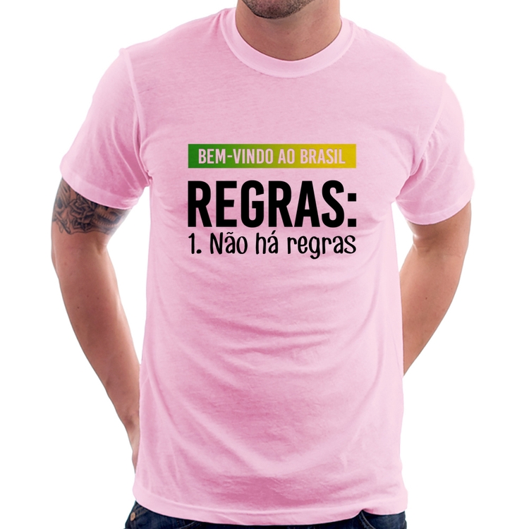 Camiseta Regras: Não há regras - Rosa Bebê