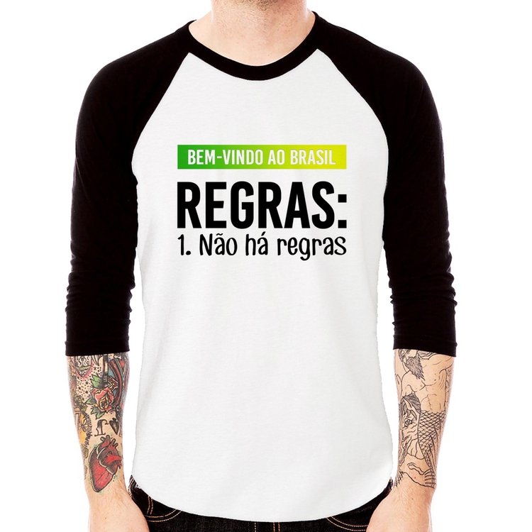 Camiseta Raglan Regras: Não há regras Manga 3/4