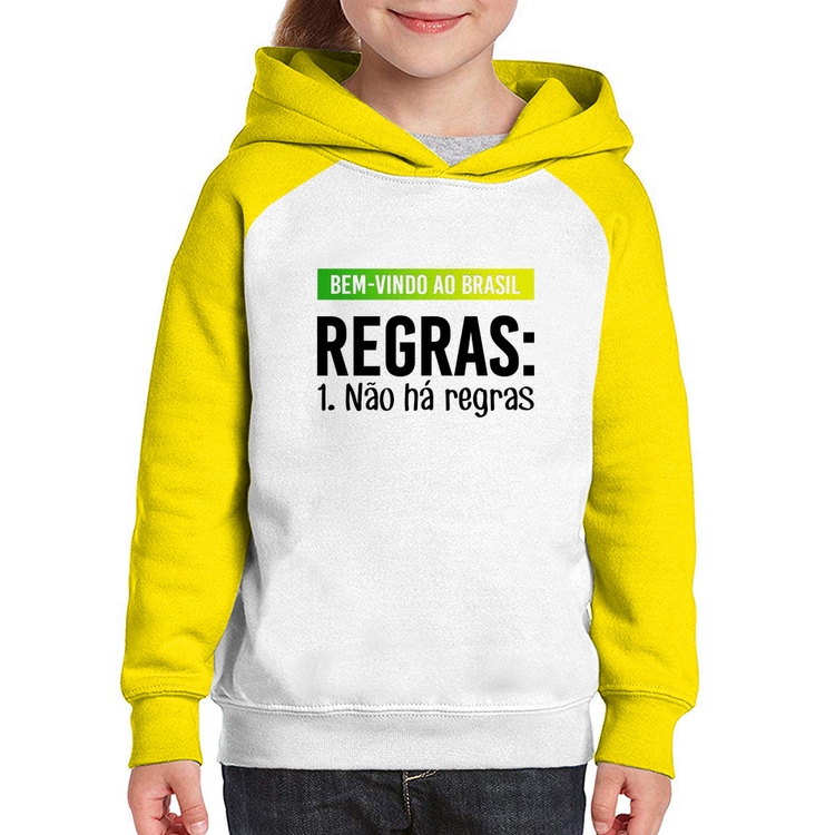 Moletom Infantil Regras: Não há regras - Branco/Amarelo