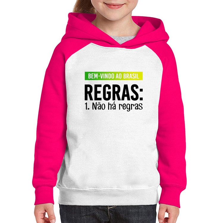 Moletom Infantil Regras: Não há regras - Branco/Rosa