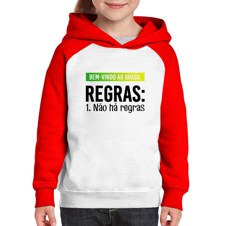 Moletom Infantil Regras: Não há regras - Branco/Vermelho