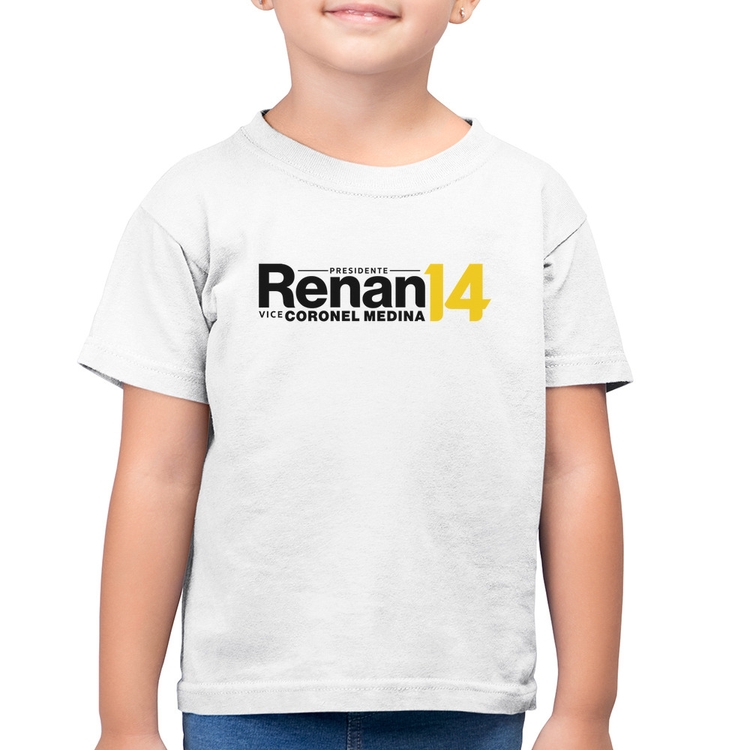 Camiseta Algodão Infantil Renan Santos Presidente MBL 14 Missão - Branca