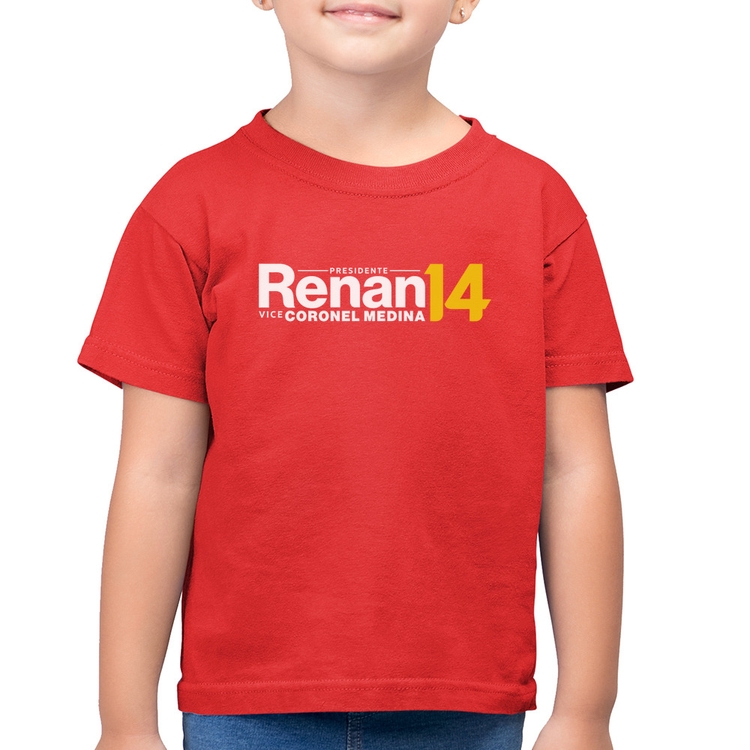 Camiseta Algodão Infantil Renan Santos Presidente MBL 14 Missão - Vermelha