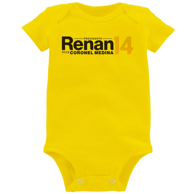 Body Bebê Renan Santos Presidente MBL 14 Missão - Amarelo