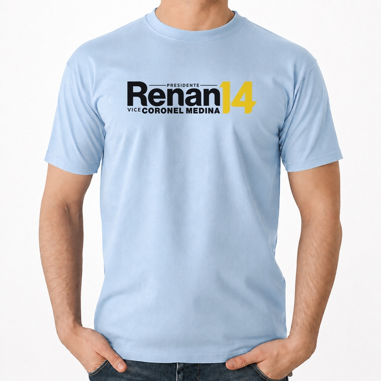 Camiseta Algodão Renan Santos Presidente MBL 14 Missão - Azul Bebê