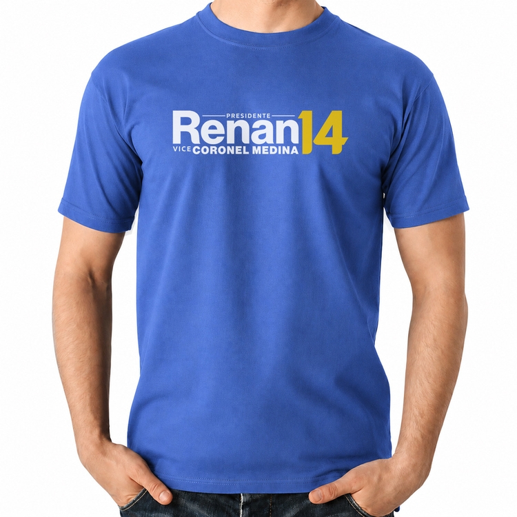 Camiseta Algodão Renan Santos Presidente MBL 14 Missão - Azul Royal