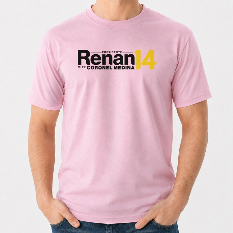 Camiseta Algodão Renan Santos Presidente MBL 14 Missão - Rosa Bebê
