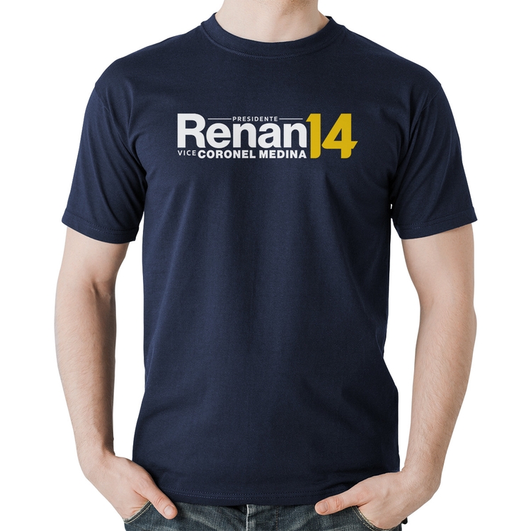 Camiseta Algodão Renan Santos Presidente MBL 14 Missão - Marinho
