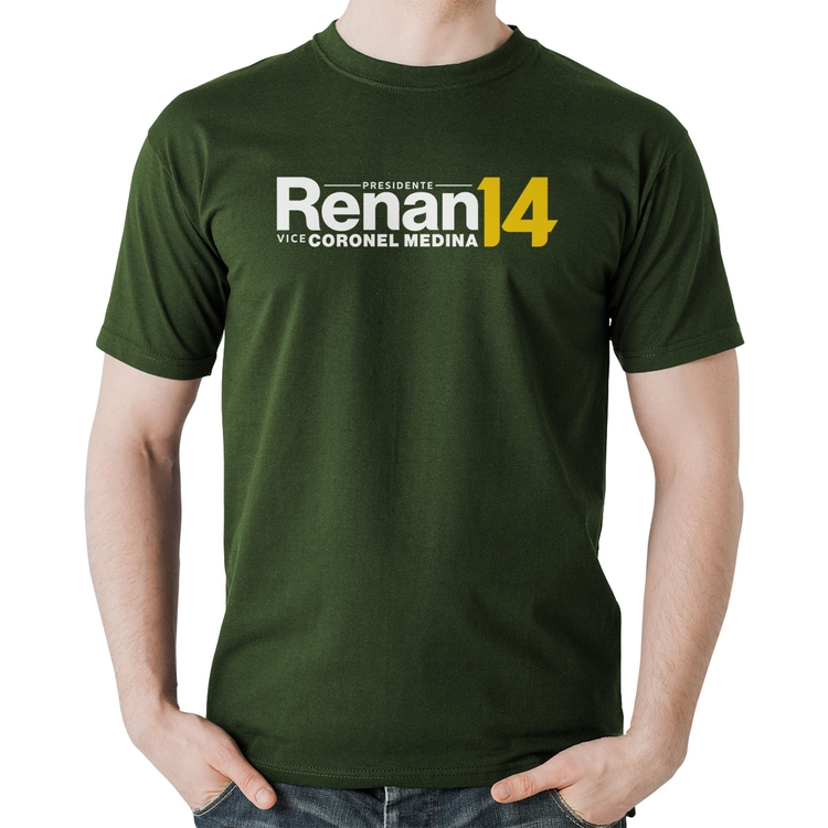 Camiseta Algodão Renan Santos Presidente MBL 14 Missão - Musgo