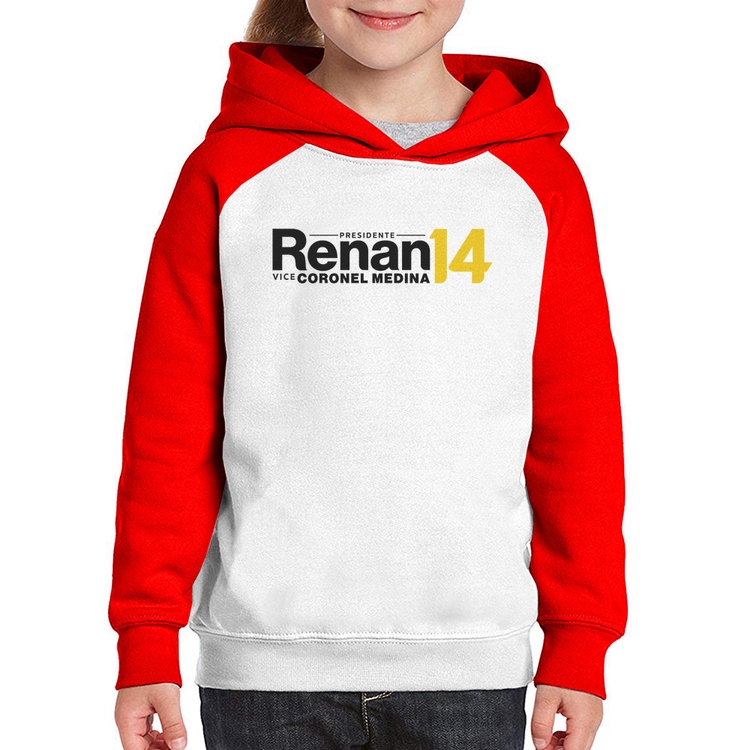 Moletom Infantil Renan Santos Presidente MBL 14 Missão - Branco/Vermelho