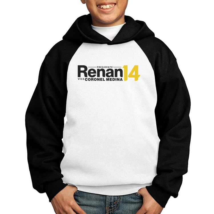Moletom Infantil Renan Santos Presidente MBL 14 Missão - Branco/Preto