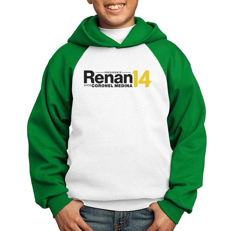 Moletom Infantil Renan Santos Presidente MBL 14 Missão - Branco/Verde