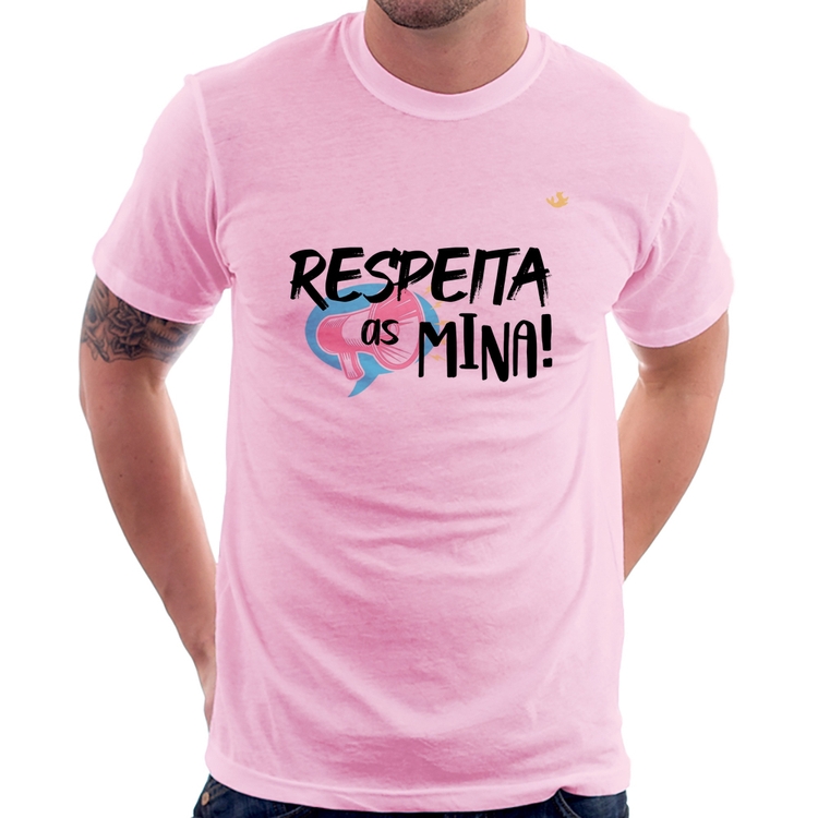Camiseta Respeita as mina! - Rosa Bebê