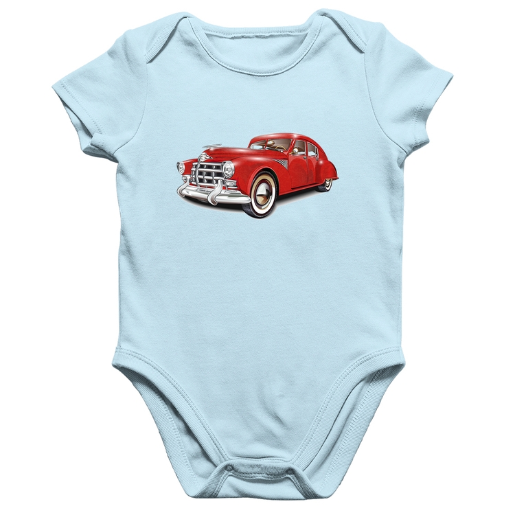Body Bebê Algodão Retro Classic Red Car - Azul Bebê