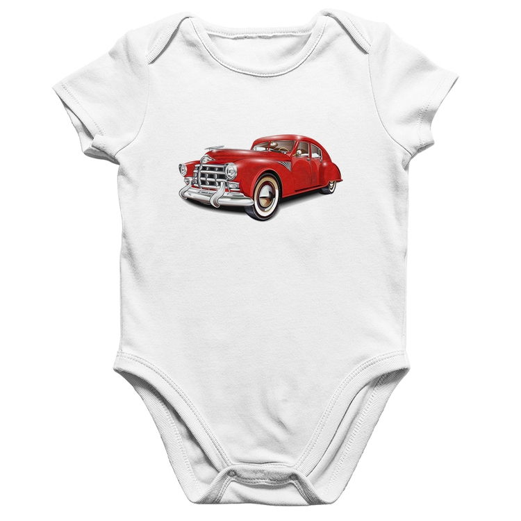 Body Bebê Algodão Retro Classic Red Car - Branco