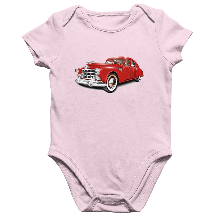 Body Bebê Algodão Retro Classic Red Car - Rosa Bebê