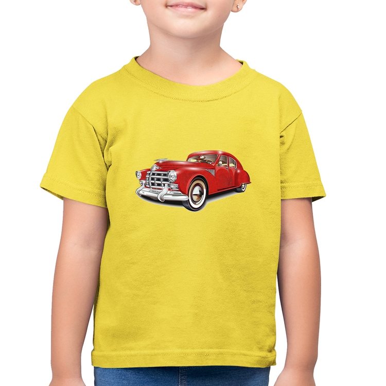 Camiseta Algodão Infantil Retro Classic Red Car - Amarelo Canário