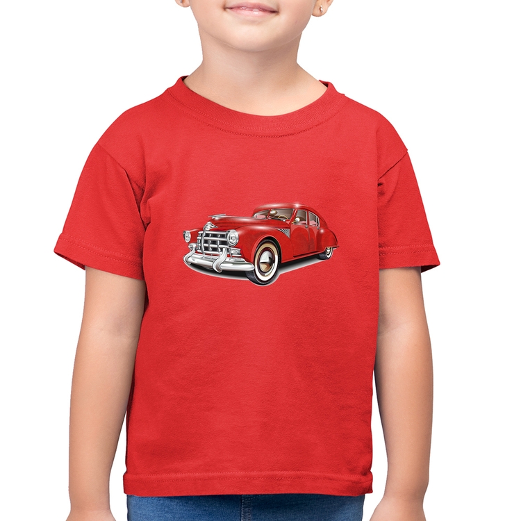 Camiseta Algodão Infantil Retro Classic Red Car - Vermelha