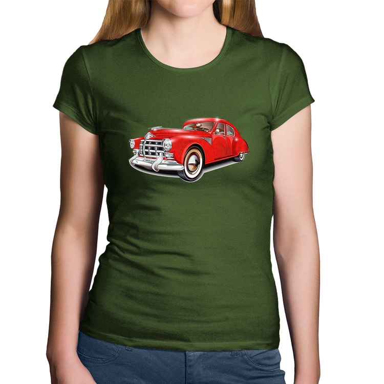 Baby Look Algodão Retro Classic Red Car - Musgo