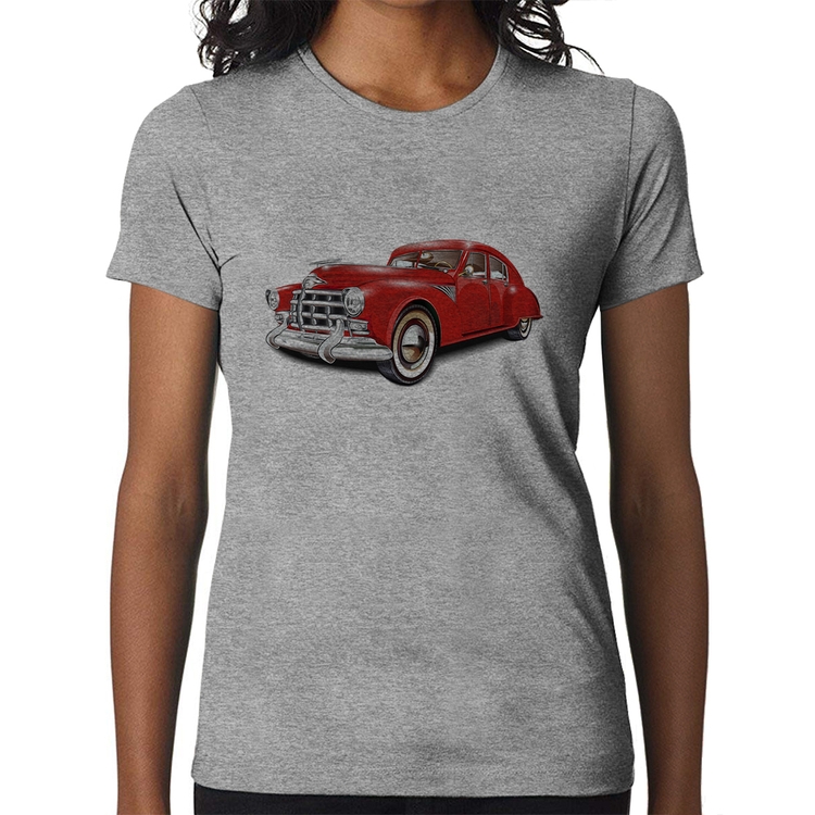 Baby Look Retro Classic Red Car - Cinza