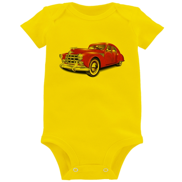 Body Bebê Retro Classic Red Car - Amarelo