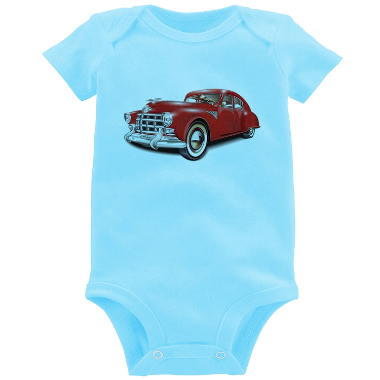 Body Bebê Retro Classic Red Car - Azul Bebê