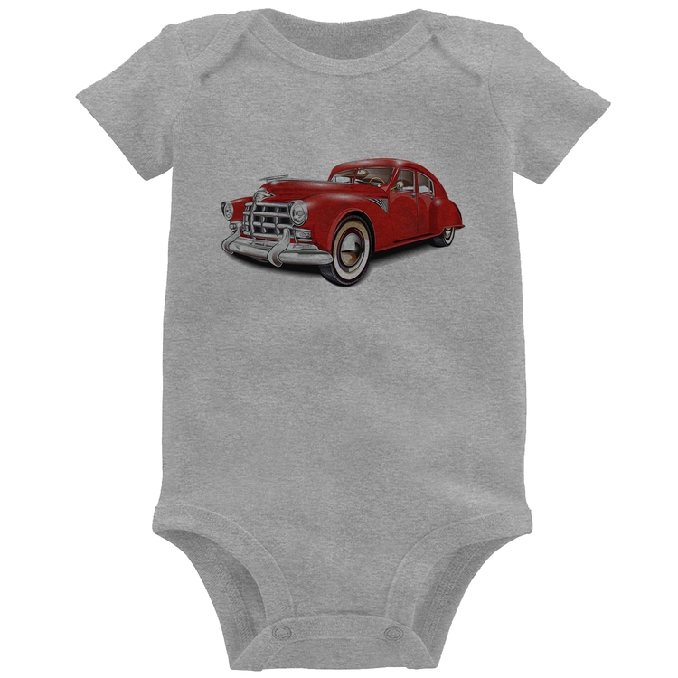 Body Bebê Retro Classic Red Car - Cinza