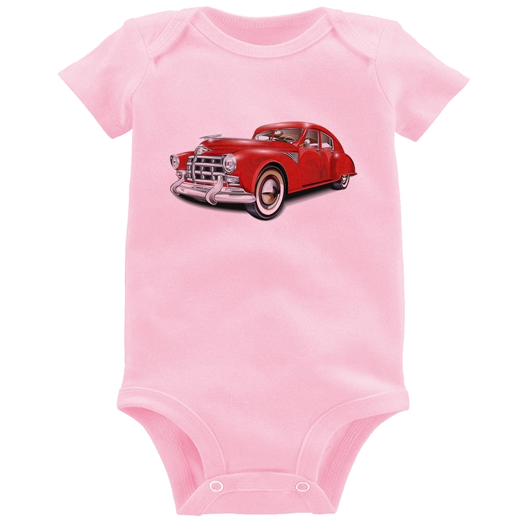 Body Bebê Retro Classic Red Car - Rosa Bebê