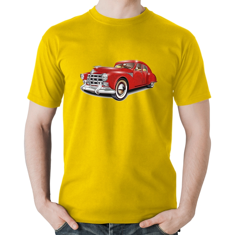 Camiseta Algodão Retro Classic Red Car - Amarela